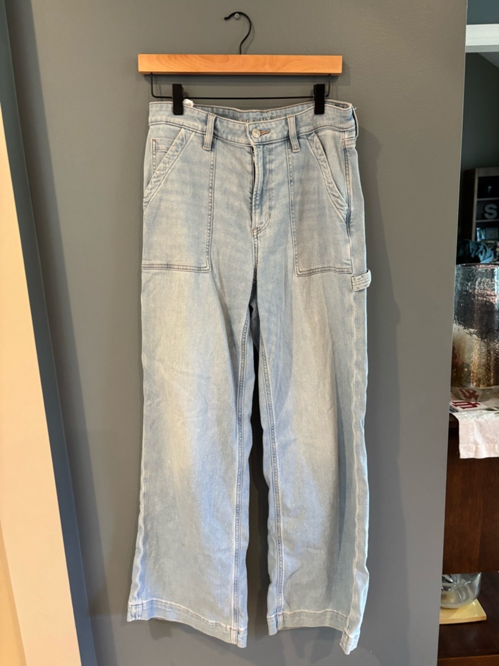American Eagle Outfitters Light Wash Wide Leg Carpenter Jeans